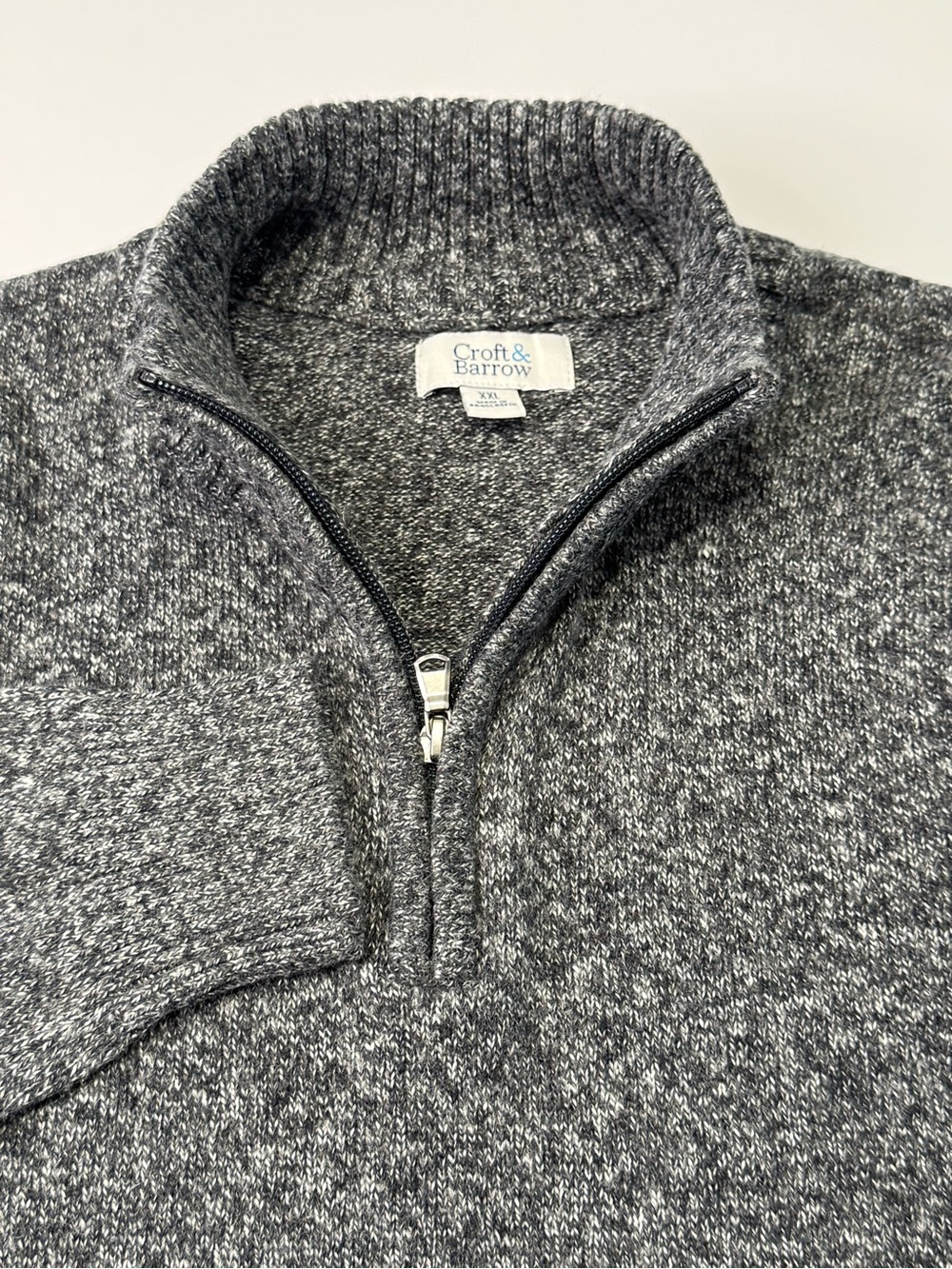 Croft & Barrow Men’s XXL 1/4 Zip Pull Over Long Sleeved Sweater Grey Preppy Cozy